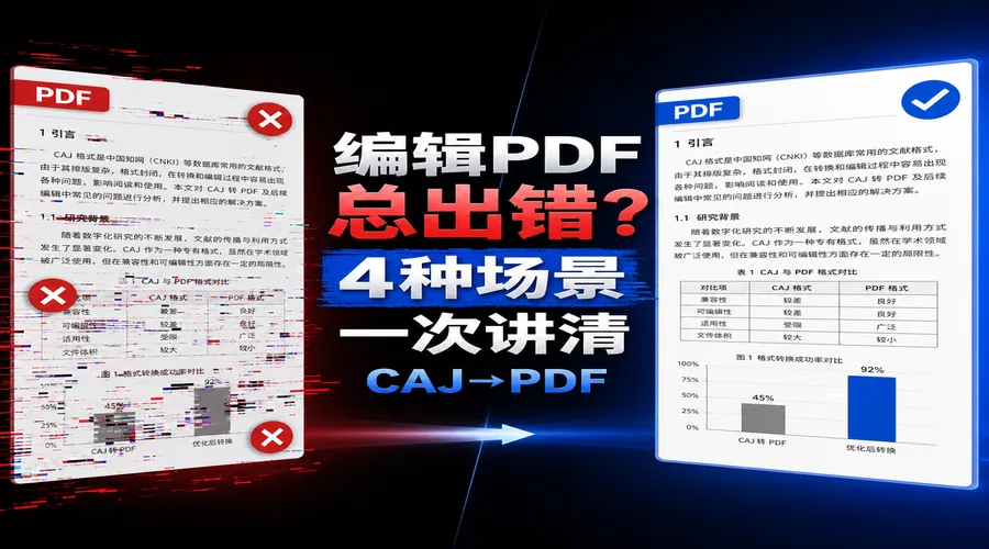 编辑 PDF 总出错?4种常见场景一次讲清:改文字、扫描件 OCR、CAJ 转 PDF 都有解