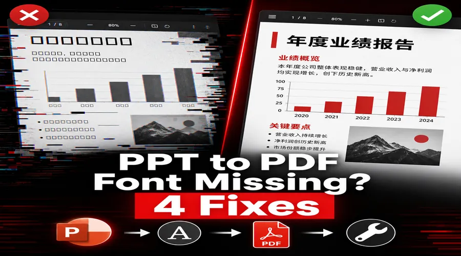 PPT导出PDF字体丢失怎么办?4招修复排版错乱