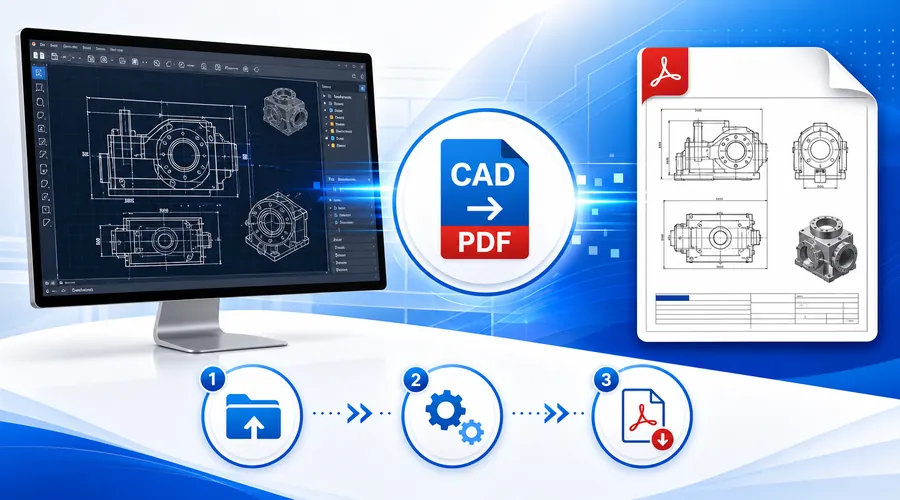 电脑上CAD图纸怎么转PDF?3步导出+免费编辑方法